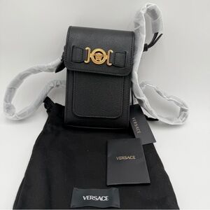 Versace 🔥La Medusa Biggie Shoulder/Crossbody Black Leather Bag, NWT